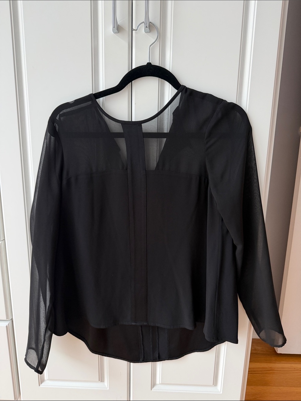 Zara Black Sheer Long-Sleeve Blouse